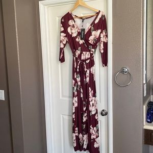 Maroon Floral Long Dress